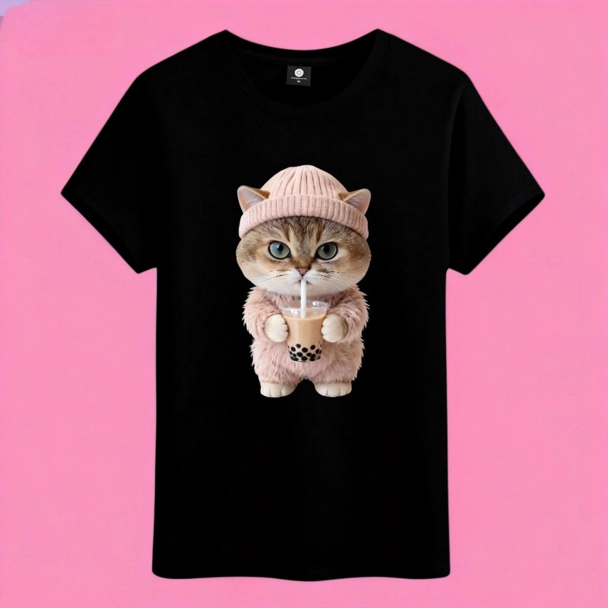 Sunny brand cute cat t-shirt, high quality heavy cotton