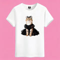 Sunny Brand ballet cat t-shirt, front view of black tutu cat print