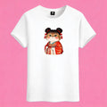 Sunny Brand hanfu cat t-shirt, front view of cat in red hanfu printed on heavy cotton tee
